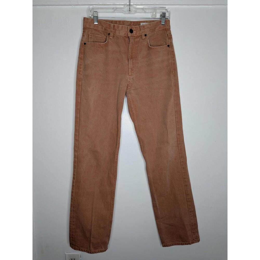Zara Jeans Womens 4 Brown High Rise Straight Light Wash Denim Pants Casual